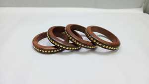 Premium Quality acacia Wood Bangles for Women and Girls Indo Western Style with Special Brass Charms and Long Life Coating - Product Image 6