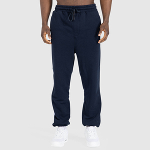 <b>Men's</b> <b>Navy</b> Blue Cotton Sweatpants Elastic Waist Drawstring Casual <b>Joggers</b> Side Pockets Midweight Knitted Autumn Wear - Product Image 1