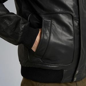 Chaqueta de cuero genuino negra para hombre, estilo motero premium, chaqueta informal de exterior, chaqueta de cuero PME Legend, negra - Product Image 2