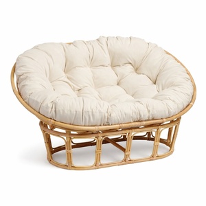 Wood patio mamasan rattan furniture factory supply hand-made cane papasan set with seat cushion - Product Image 2