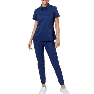 Elegante conjunto de uniformes médicos personalizados, cómodos uniformes de enfermería tejidos para mujeres con múltiples bolsillos, conjunto de alta calidad - Product Image 1