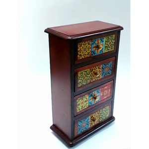 Armoire en bois massif faite à la main avec 4 tiroirs peints, design traditionnel, style antique, meubles de salon - Product Image 6