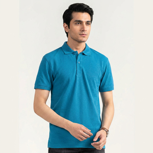 Polo en piqué de coton pour homme avec col côtelé, patte de boutonnage à trois boutons, doux, confortable, décontracté, mode estivale, vêtement haut de gamme - Product Image 5