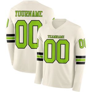 Maillot de football américain personnalisé à manches longues, respirant, col en V, tissu haute performance en spandex/polyester 220g, personnalisable - Product Image 4