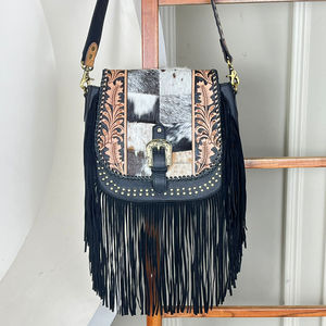 New Design Bags 2025 Hand <b>Tooled</b> Cowhide <b>Leather</b> Women's Fringe Shoulder Bag Genuine <b>Leather</b> Luxury Fashion Ladies Messenger Bag - Product Image 4
