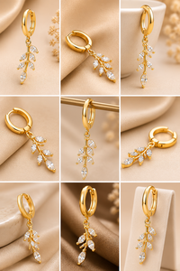 Boucles d'oreilles pendantes en forme de cœur en acier inoxydable plaqué or de luxe avec diamants, romantiques, élégantes, bijoux de mariage, mode féminine haut de gamme - Product Image 5