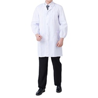 Bata de laboratorio de algodón para estudiantes de medicina, puños elásticos blancos, diseño respetuoso con la piel para uniformes escolares de científicos de Hospital