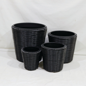 New Design Minimalist Hand Carved <b>Plastic</b> Wicker Round <b>Planter</b> Durable Waterproof Eco-Friendly Garden Plant - Product Image 3