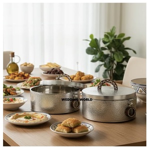 Juego de dos ollas térmicas de primera calidad, hechas a mano, recién llegadas, de lujo, calentadores de comida metálicos. - Product Image 1