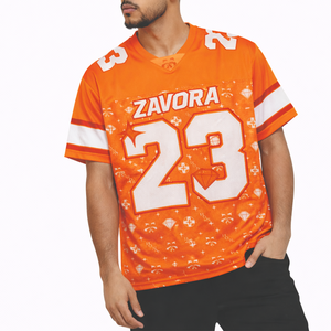 Maillot de football américain en mesh personnalisable par sublimation pour homme, style streetwear oversize, col en V, imprimé graphique, style hip hop, t-shirt en gros - Product Image 5