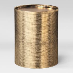 Modern <b>Round</b> Metal <b>Side</b> <b>Table</b> with Antique <b>Gold</b> Finish for Indoor Use Modern Brass Drum <b>Side</b> <b>Table</b> with Antique <b>Gold</b> Finish - Product Image 2