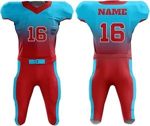 Uniforme de football américain personnalisé pour hommes, 100% polyester, col en V, manches courtes, évacuation de l'humidité, couleur dégradée, style ajusté - Product Image 6