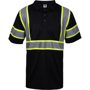 Camiseta Polo de Seguridad de Alta Visibilidad Negra para Hombre con Cinta Reflectante, Manga Corta, Ropa de Trabajo, Tejido Transpirable - Product Image 1