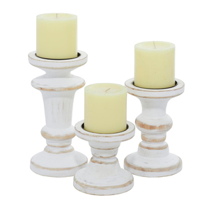 Bougeoirs en bois de manguier faits à la main Lot de 3 bougeoirs en bois les plus vendus Idéal pour la décoration de table de fête de Noël - Product Image 1