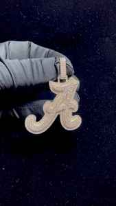 Colgante de Lujo con Letra Inicial del Alfabeto Hip Hop, Personalizado con Moissanita, Plata 925, Regalo para Él y Ella - Product Image 4