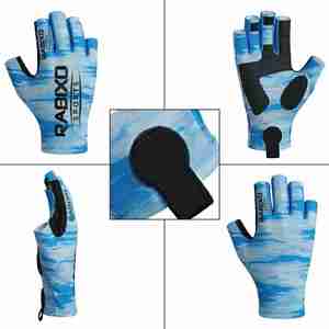 Gants de pêche d'été personnalisés en nylon anti-UV, paume épaissie, antidérapants, respirants, unisexes, avec fermeture auto-agrippante pour activités de plein air - Product Image 5