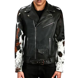 Chaqueta de Cuero con Pelo de Alta Calidad, Logotipo Personalizado, Ropa de Moda, Chaqueta de Cuero Auténtico con Pelo, Venta al Por Mayor, Fabricante OEM - Product Image 2