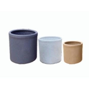 Minimalist <b>Plastic</b> <b>Vase</b> Set Lightweight Circular Garden Planters for Home Use in Gray Blue and Beige Colours - Product Image 3