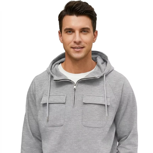Sudadera con Capucha y Media Cremallera para Hombre, de Algodón de Primera Calidad, Interior Suave de Felpa, Secado Rápido, Ecológica, con Bolsillo, Estilo Urbano Moderno - Product Image 1