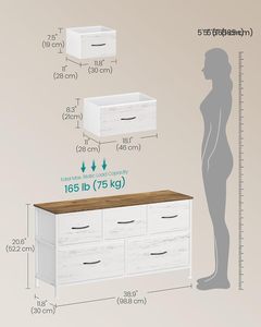 ตู้ลิ้นชักผ้า 5 ชั้น สำหรับห้องนอน ดีไซน์แบบตั้งพื้น ผลิตจากเวียดนาม - Product Image 2