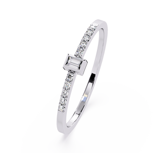 Bague de fiançailles en platine avec diamant taille émeraude et diamants naturels sur les côtés, certifiée GIA, bijoux classiques pour femmes - Product Image 2
