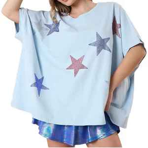 <b>Top</b> Quality Breathable & Quick Dry Solid Colour New Arrival Latest Design Eco Friendly Low Price Women <b>Rhinestone</b> T Shirts - Product Image 1