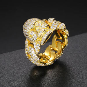 Bague pour homme plaquée or 22 carats avec diamants naturels taille brillant ronde style hip-hop, bijou à porter au quotidien - Product Image 2