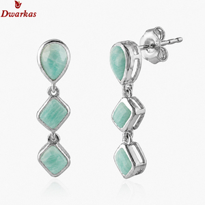 Super new design 925 sterling <b>silver</b> amazonite gemstone drop <b>earrings</b> for wedding party & gift - Product Image 1