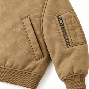 Chaqueta de invierno cortavientos de camuflaje color canela para hombre, talla grande personalizada, con cuello alto y cremallera, abrigo informal para hombre - Product Image 4