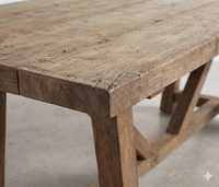 Mesa de Comedor Rústica de Madera de Teca para Exteriores, Estilo Rústico, Muebles de Jardín y Patio, Mesa Rectangular Larga de Madera Reciclada