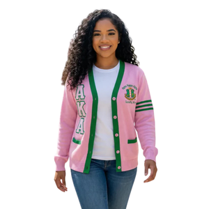 Cardigan en cachemire rose pour femme, double couture, sergé, brodé de lettres, boutonné, tricoté, vêtement d'extérieur tendance pour l'hiver - Product Image 2