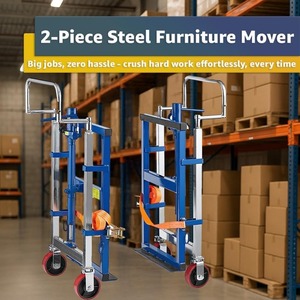 Carretilla Manual Comercial de Alta Resistencia, Capacidad de Carga de 3,950 lb, para Muebles y Equipos, Juego de 2 Carretillas de Acero Azul con Correas - Product Image 4