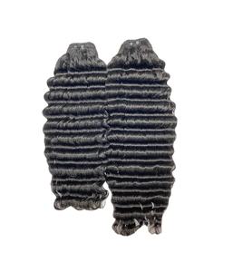 Extensiones de cabello humano sin procesar 100% de alta calidad Tejido de cabello virgen de grado ondulado profundo para mujeres negras - Product Image 1