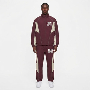 Ensemble de survêtement pour homme avec logo personnalisé, veste zippée à empiècements contrastés et pantalon de jogging, fabricant de marque privée - Product Image 3