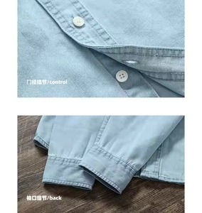 Camisa Casual de Manga Larga para Hombre, Talla Grande, Color Sólido, Estilo Juvenil, con Bolsillos Tipo Cargo, para Otoño - Product Image 6