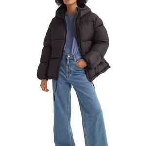 OEM Custom Printed Knitted Nylon Hooded Outdoor Puffer Winter Jacket <b>Women</b> Unisex Waterproof Breathable Quick Dry Casual Zipper - Product Image 5