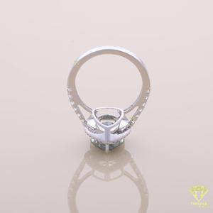 <b>Green</b> Pear Cut Moissanite Diamond Halo Engagement <b>Ring</b> in 925 Sterling Silver Promise <b>Ring</b> for Women - Product Image 2