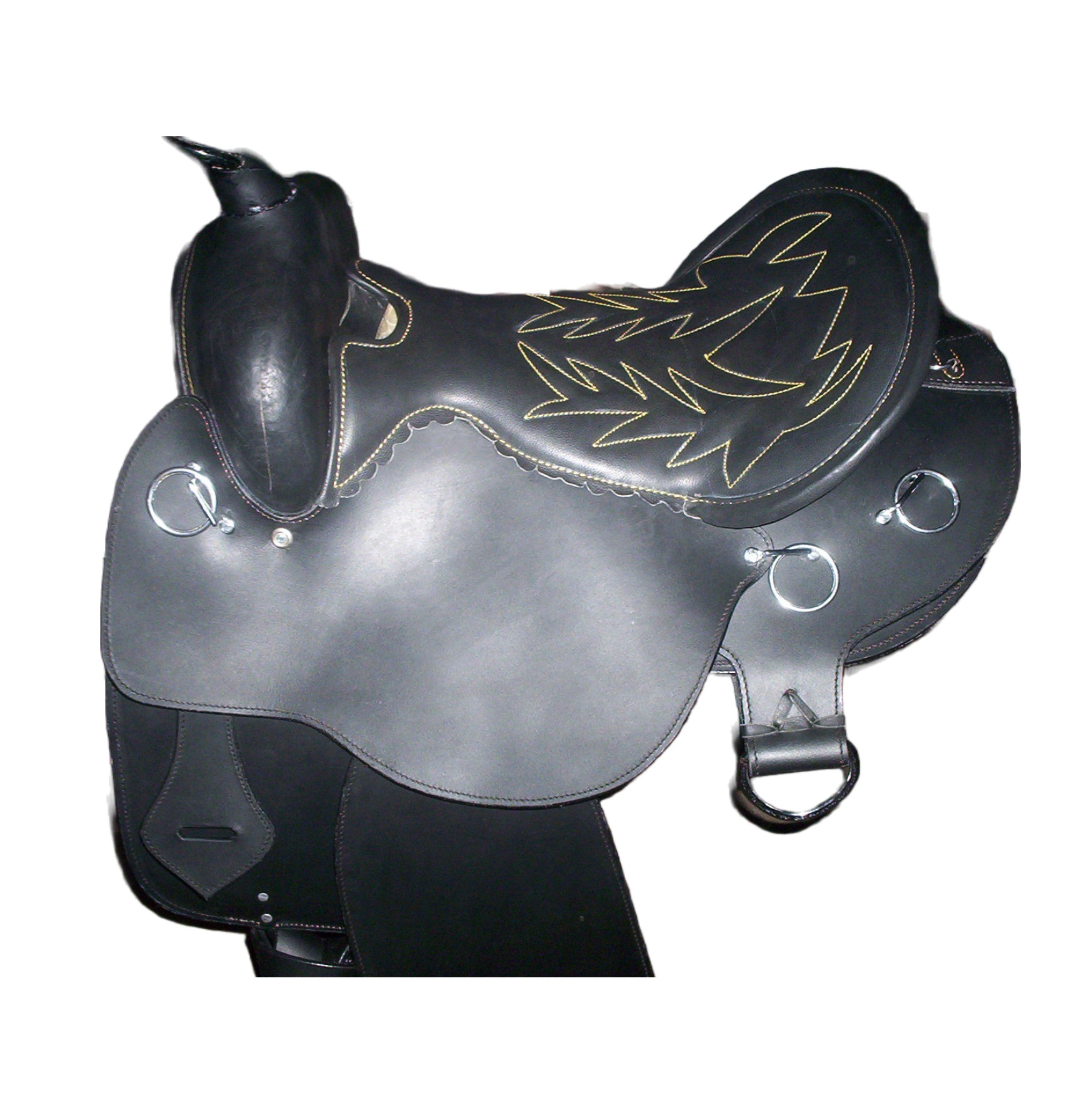 Silla de montar para caballo estilo rodeo Western Barrel Racing Pleasure Trail de cuero de primera calidad con cabezada, pretal, riendas y cincha para la espalda a juego. - España Silla de montar para caballo estilo rodeo Western Barrel Racing Pleasure Trail de cuero de primera calidad con cabezada, pretal, riendas y cincha para la espalda a juego. - España