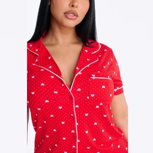 Ensemble de pyjama pour femmes de haute qualité, col en V, fermeture à cordon, manches courtes, shorts, séchage rapide, toutes saisons, 2 pièces, vêtements de maison - Product Image 3