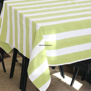 Mantel Rectangular de Lino y Algodón a Rayas Verde y Blanco, Lavable, para Decoración del Hogar, Estilo Elegante - Product Image 6