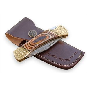 Cuchillos Plegables Profesionales Hechos a Mano con Hoja de Patrón Damasco, Empuñadura de Madera Duradera, Diseño Compacto de Bolsillo para Caza y Camping - Product Image 6