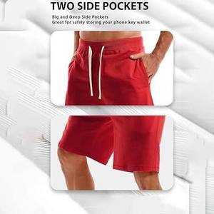 Shorts en coton molletonné vintage pour hommes, coupe brute, style délavé, pour l'été, avec cordon de serrage, pour femmes, coupe jogger - Product Image 2