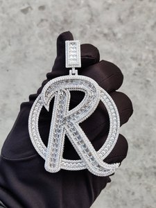 Pendentif Lettre Hip Hop en Argent 925 avec Diamant Taille Baguette et Moissanite Taille Ronde VVS pour Bijoux Personnalisés Bling Unisexe - Product Image 3