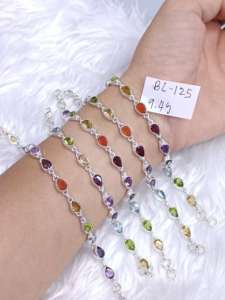 Pulsera Redonda con Múltiples Piedras, Plata de Ley 925, Joyería Clásica - Product Image 3