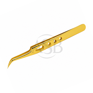 Pinza Curva para Extensión de Pestañas, Herramienta Aplicadora de Pestañas Curva de Acero Inoxidable Dorado de Precisión - Product Image 2