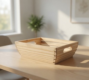 Handcrafted Pine Wood Durable Multifunction <b>Storage</b> Holders Elegant Rustic Design for Serving Breakfast Snacks <b>Drinks</b> Home - Product Image 4