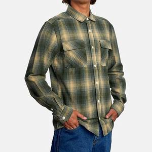 Chemise décontractée à manches longues en flanelle de coton à carreaux de qualité supérieure, coupe classique, personnalisée en usine pour hommes - Product Image 6