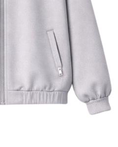 Chaqueta Deportiva Unisex Gris Claro de Manga Larga con Cierre, Cuello Alto, Color Sólido, Casual, Transpirable, Corte Regular, con Bolsillos Laterales - Product Image 6