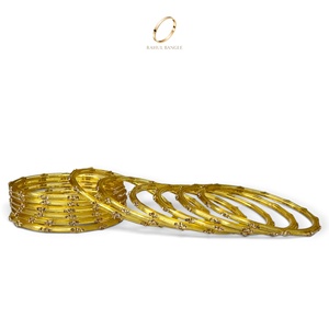 Collection de bracelets en verre goutte de pluie de Kasmir plaqués or jaune ambre de qualité supérieure pour femmes, bijoux de mariage et de fête - Product Image 3