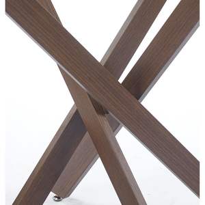 Tavolo da pranzo moderno salvaspazio con piano in vetro temperato Color noce e gamba in metallo incrociato per cucina o soggiorno - Product Image 6